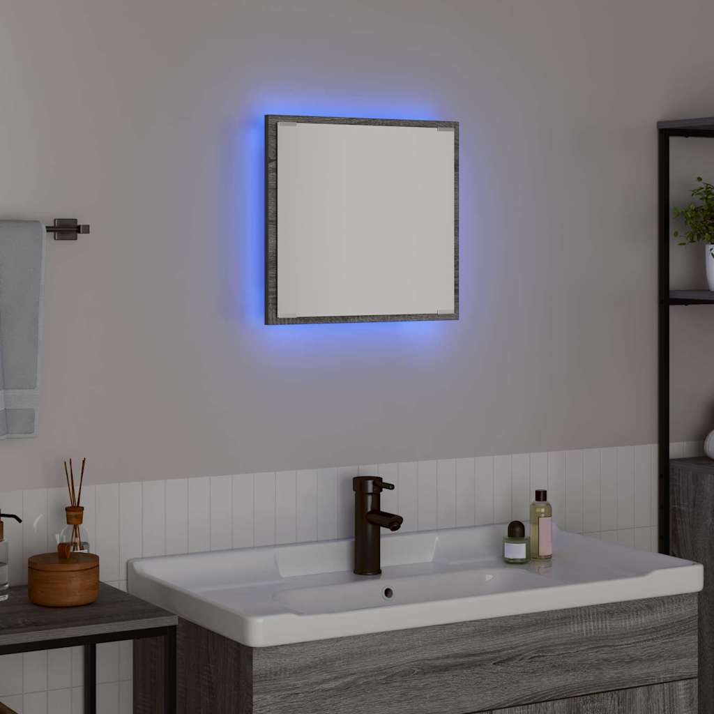 LED Badkamer Spiegel Grijs Sonoma 40 x 37 x 8.5 cm Bewerkt hout is nu te koop bij PeponiXL, paradijselijk wonen!