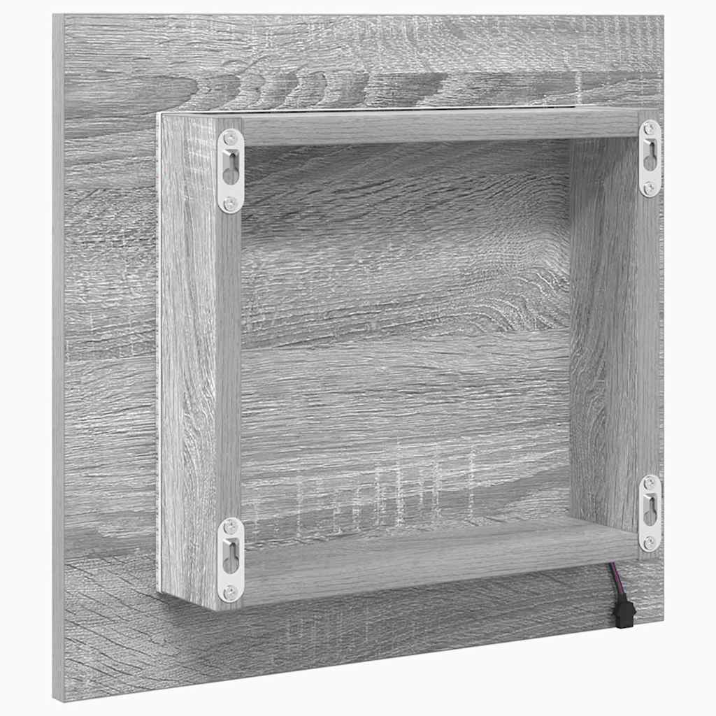 LED Badkamer Spiegel Grijs Sonoma 40 x 37 x 8.5 cm Bewerkt hout is nu te koop bij PeponiXL, paradijselijk wonen!
