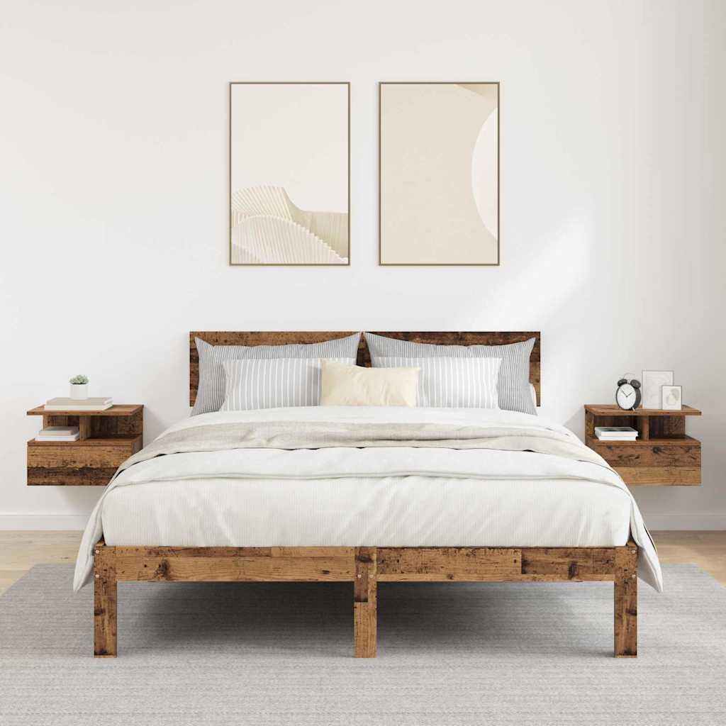 Vliegend Nachtkastje 2 pcs Oudhout 40 x 31 x 28 cm Bewerkt hout is nu te koop bij PeponiXL, paradijselijk wonen!