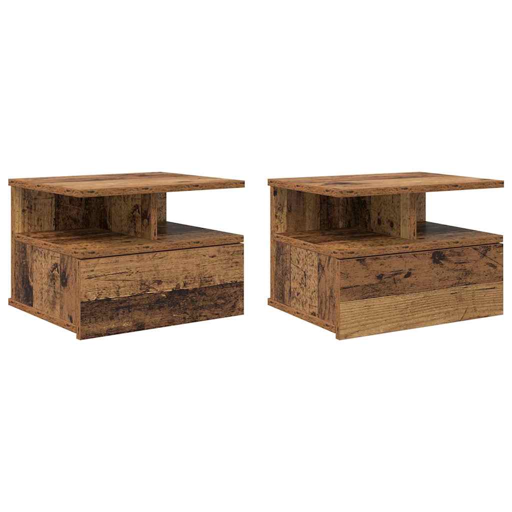 Vliegend Nachtkastje 2 pcs Oudhout 40 x 31 x 28 cm Bewerkt hout is nu te koop bij PeponiXL, paradijselijk wonen!