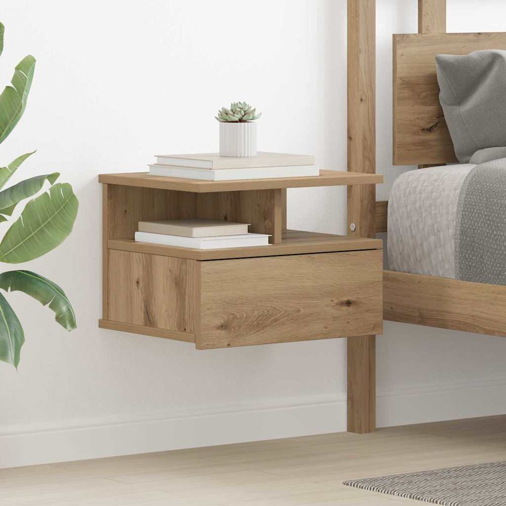 Vliegend Nachtkastje Artisan Eiken 40 x 31 x 28 cm Bewerkt hout is nu te koop bij PeponiXL, paradijselijk wonen!