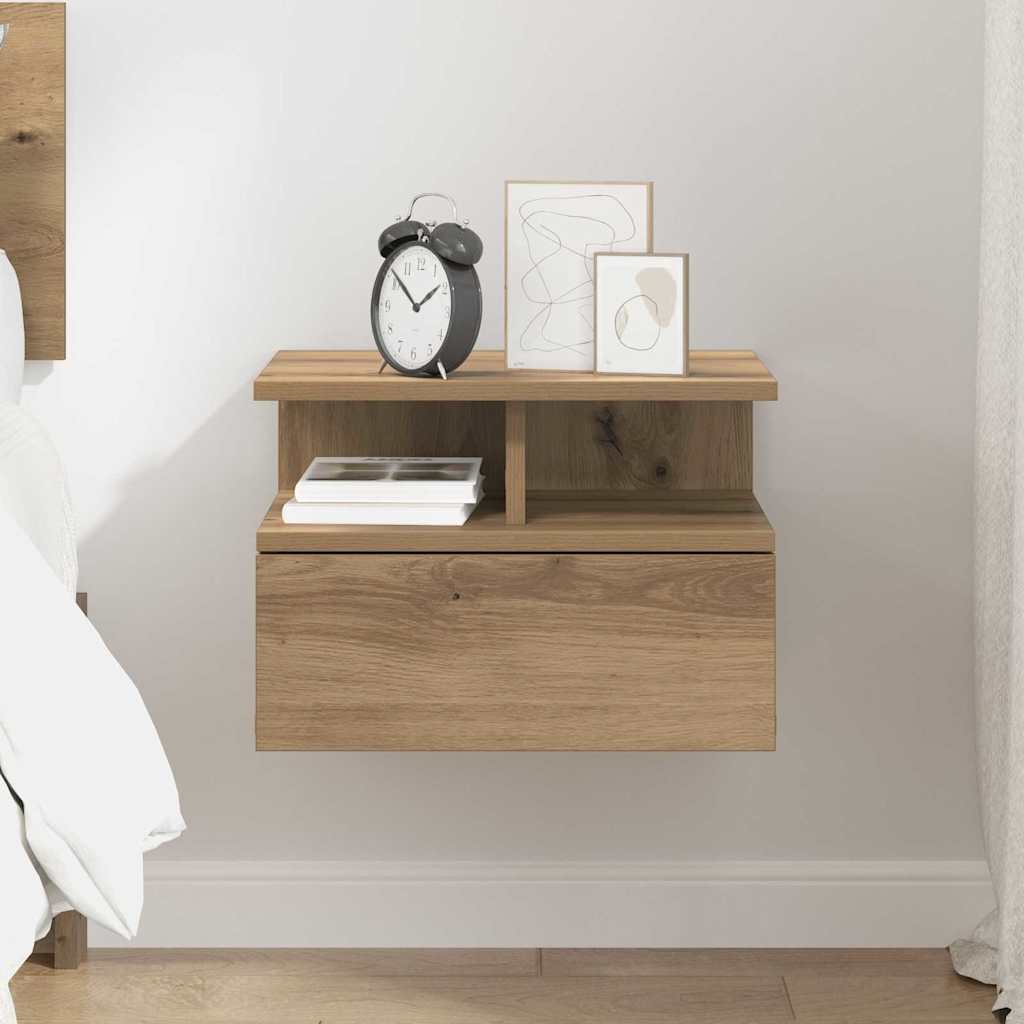 Vliegend Nachtkastje Artisan Eiken 40 x 31 x 28 cm Bewerkt hout is nu te koop bij PeponiXL, paradijselijk wonen!