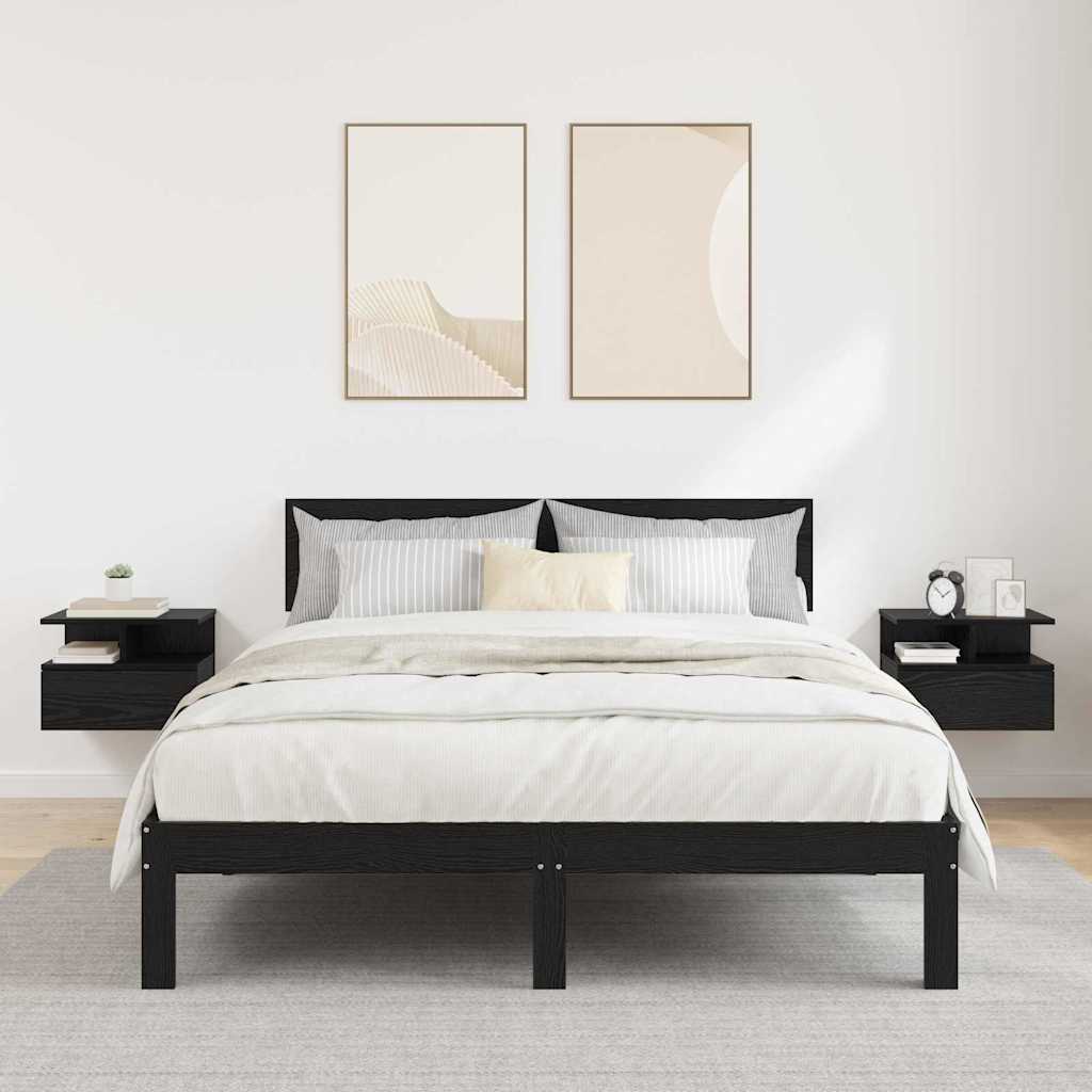 Vliegend Nachtkastje met lade 2 pcs Zwart Eiken 40 x 31 x 28 cm is nu te koop bij PeponiXL, paradijselijk wonen!