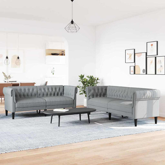 Woonkamer Bank 2 pcs Lichtgrijs 201,5 x 74,5 x 74,5 cm Stof is nu te koop bij PeponiXL, paradijselijk wonen!