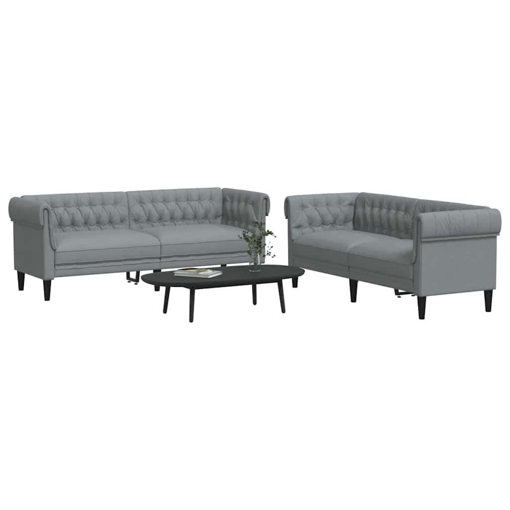Woonkamer Bank 2 pcs Lichtgrijs 201,5 x 74,5 x 74,5 cm Stof is nu te koop bij PeponiXL, paradijselijk wonen!