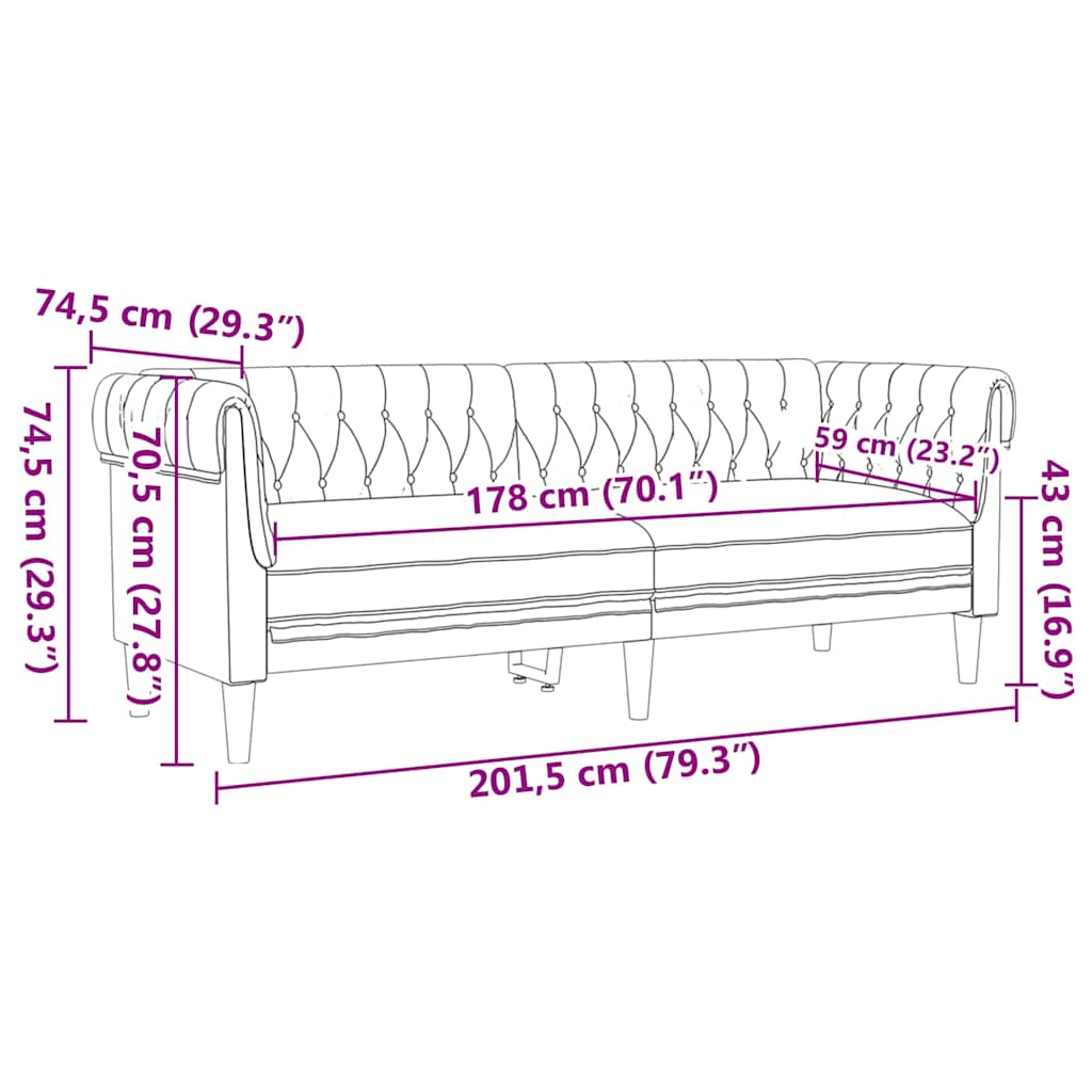 Woonkamer Bank 2 pcs Lichtgrijs 201,5 x 74,5 x 74,5 cm Stof is nu te koop bij PeponiXL, paradijselijk wonen!