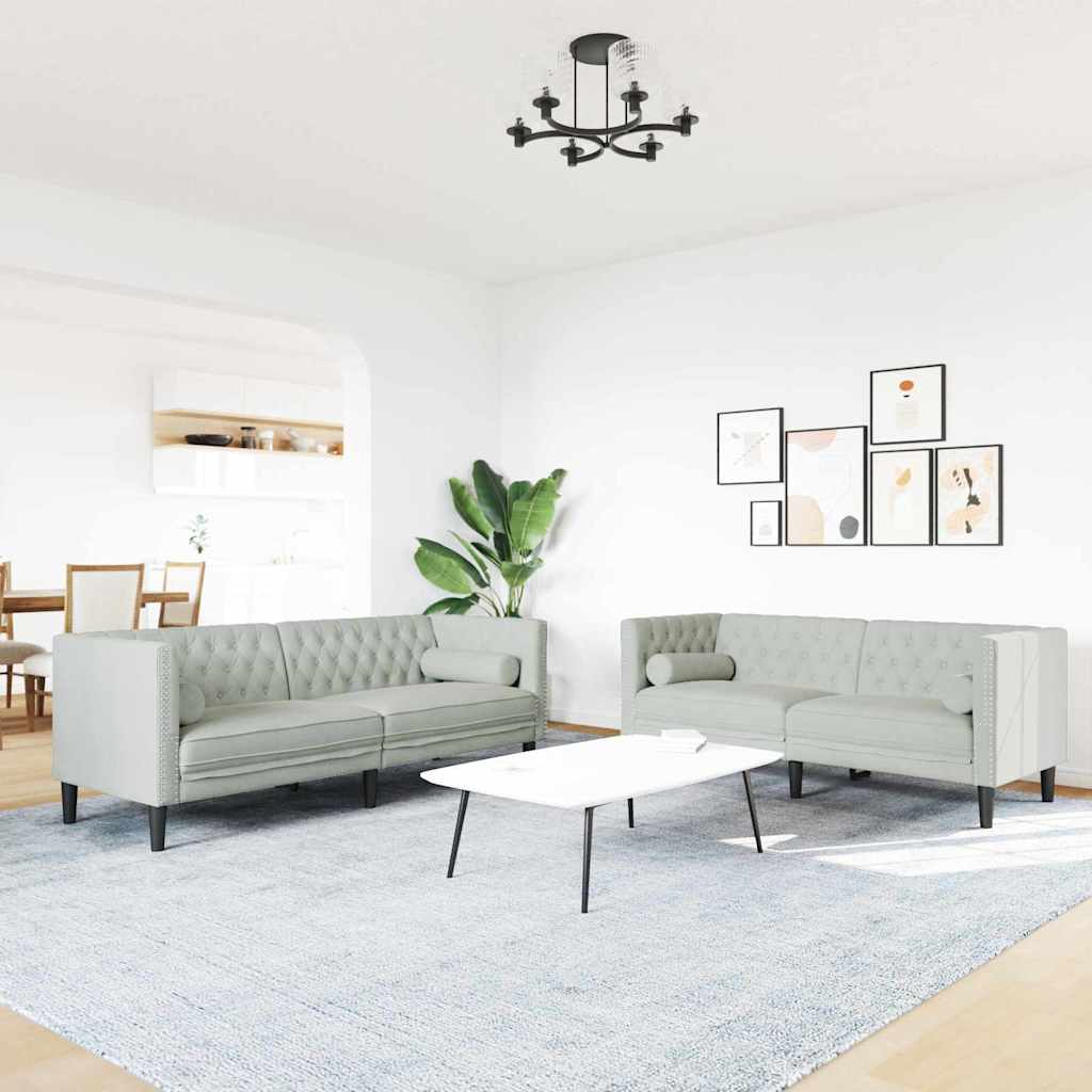 Woonkamer Bank 2 pcs Lichtgrijs 194 x 74,5 x 70,5 cm Fluweel is nu te koop bij PeponiXL, paradijselijk wonen!