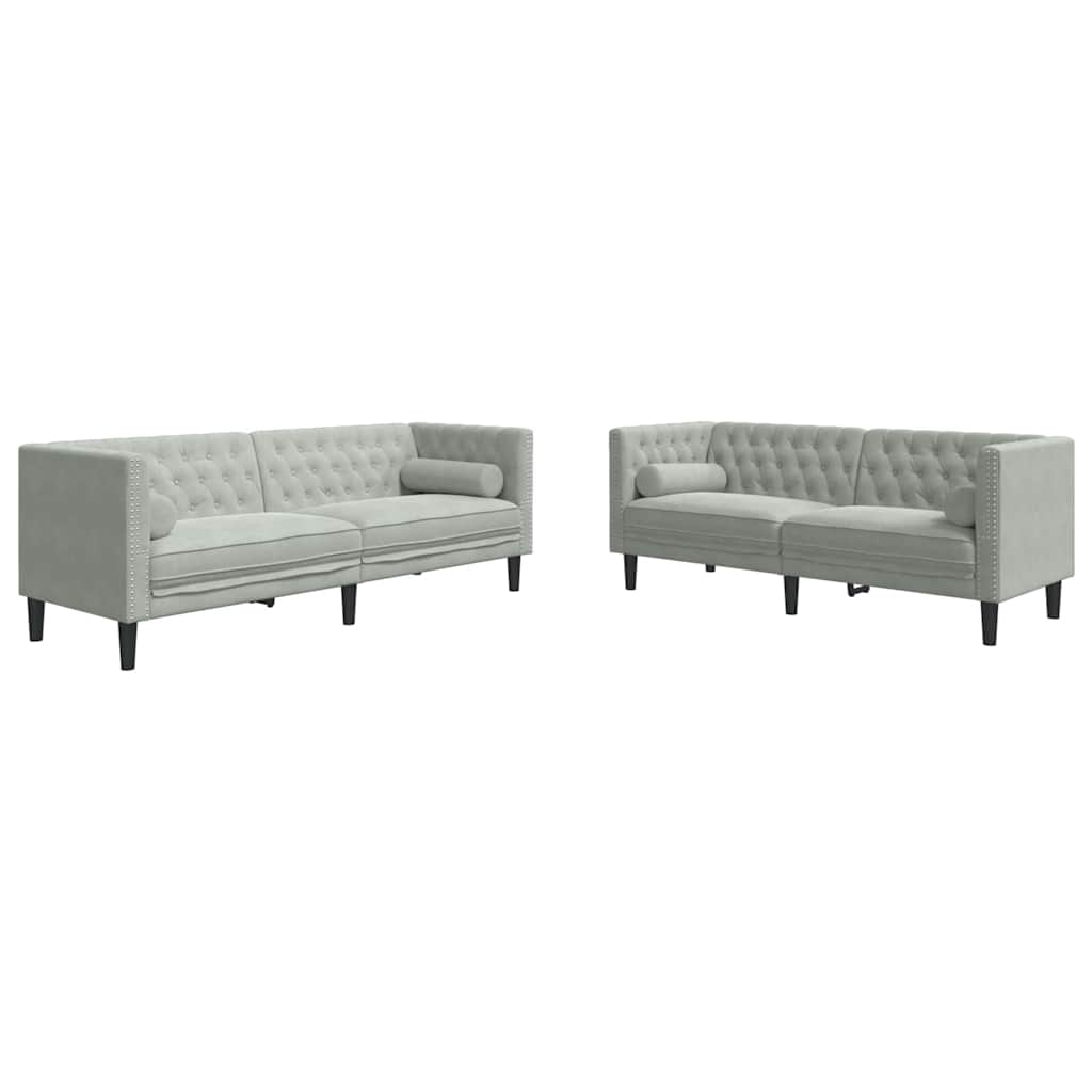 Woonkamer Bank 2 pcs Lichtgrijs 194 x 74,5 x 70,5 cm Fluweel is nu te koop bij PeponiXL, paradijselijk wonen!