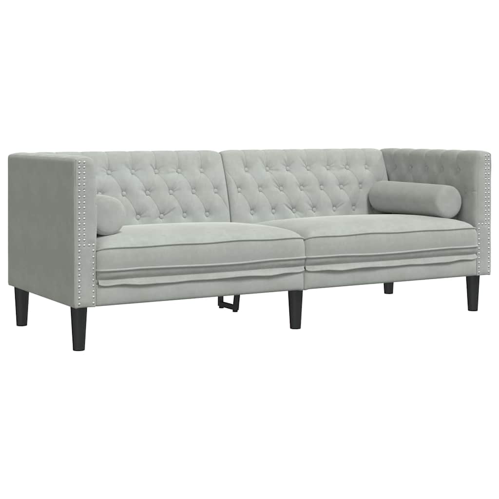 Woonkamer Bank 2 pcs Lichtgrijs 194 x 74,5 x 70,5 cm Fluweel is nu te koop bij PeponiXL, paradijselijk wonen!