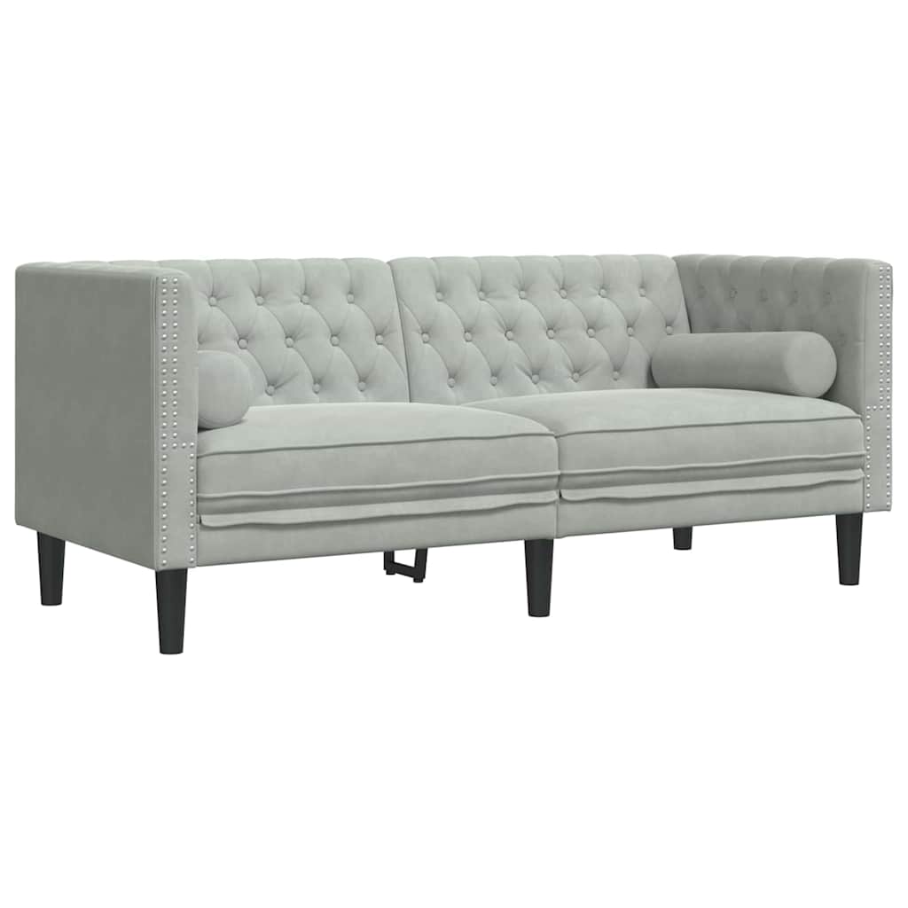 Woonkamer Bank 2 pcs Lichtgrijs 194 x 74,5 x 70,5 cm Fluweel is nu te koop bij PeponiXL, paradijselijk wonen!