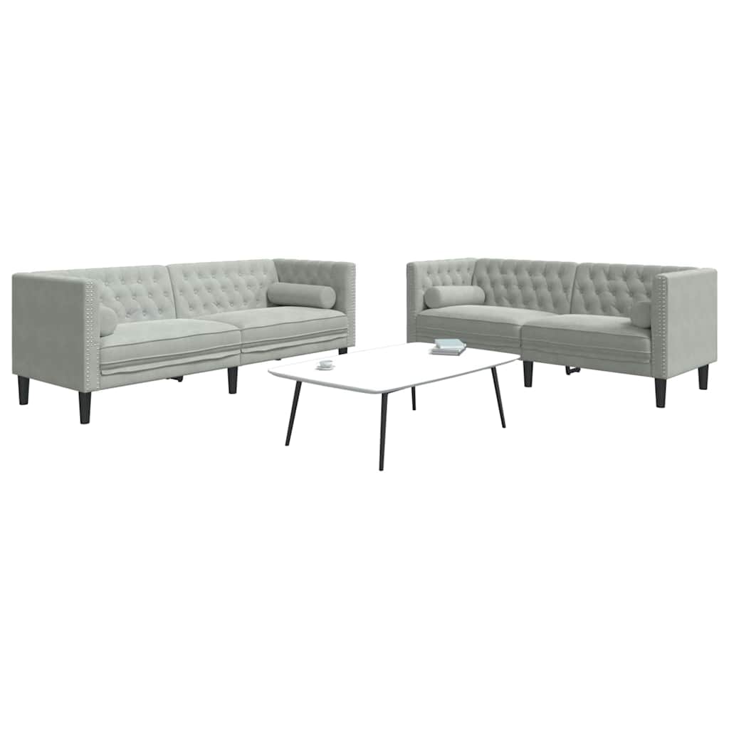 Woonkamer Bank 2 pcs Lichtgrijs 194 x 74,5 x 70,5 cm Fluweel is nu te koop bij PeponiXL, paradijselijk wonen!