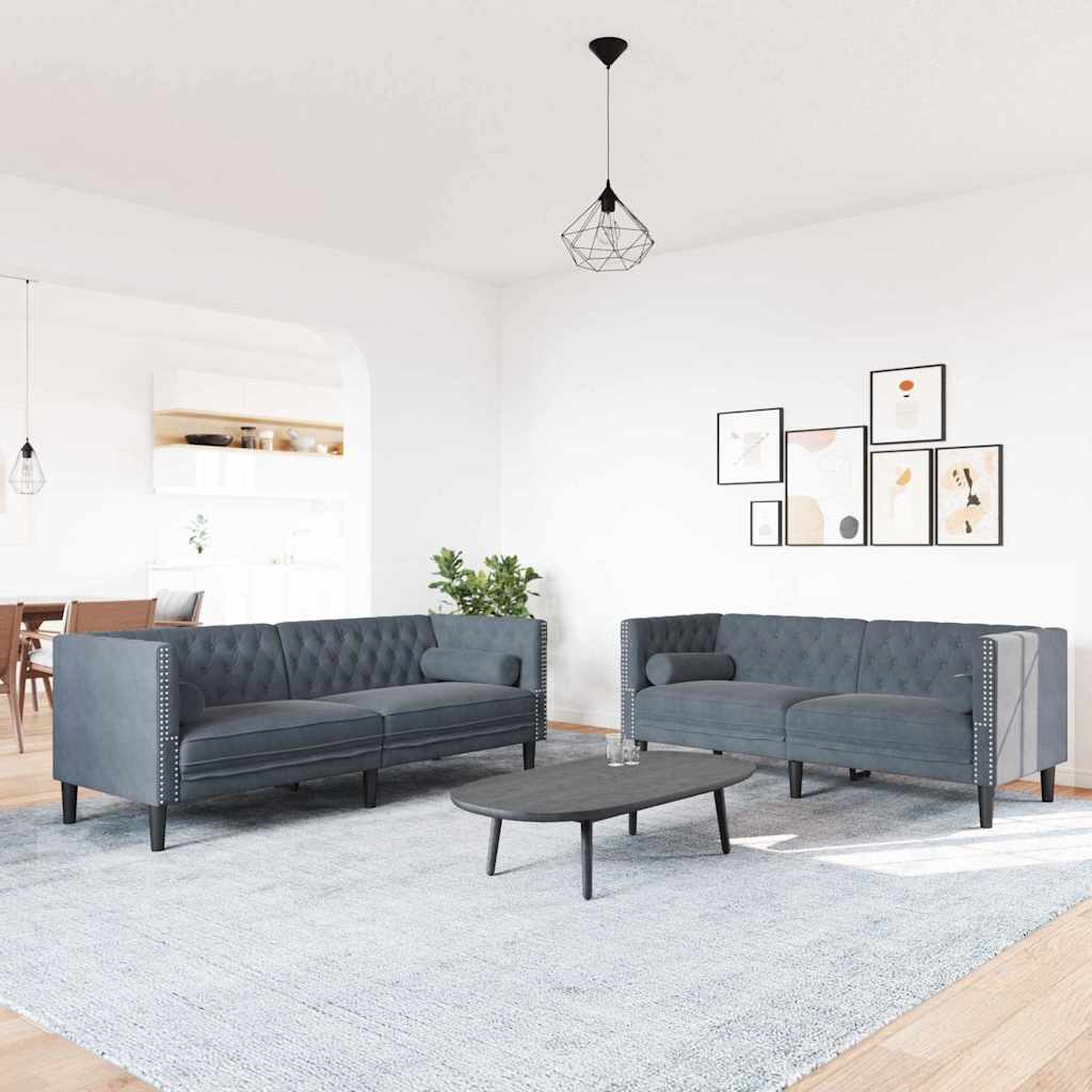Woonkamer Bank 2 pcs Donkergrijs 194 x 74,5 x 70,5 cm Fluweel is nu te koop bij PeponiXL, paradijselijk wonen!