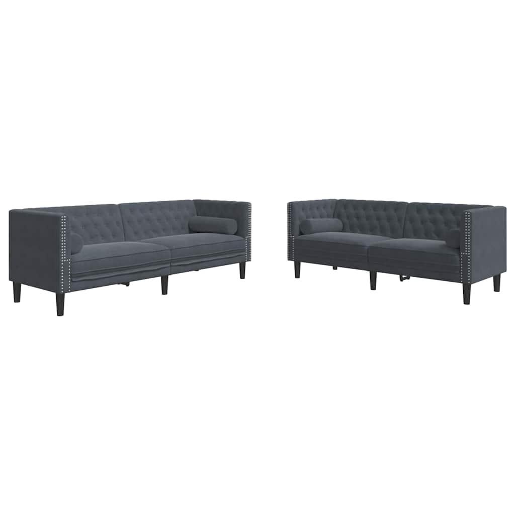 Woonkamer Bank 2 pcs Donkergrijs 194 x 74,5 x 70,5 cm Fluweel is nu te koop bij PeponiXL, paradijselijk wonen!