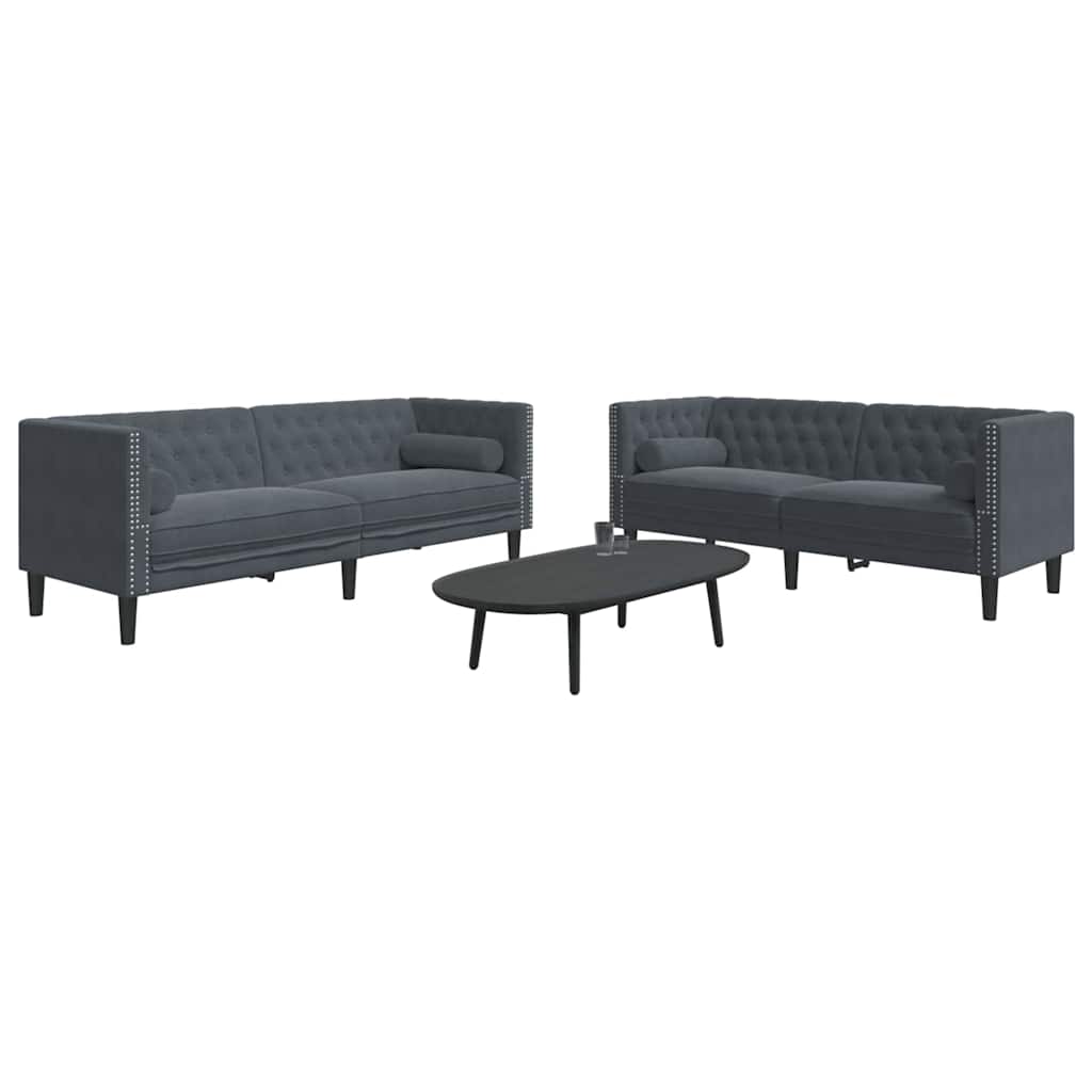 Woonkamer Bank 2 pcs Donkergrijs 194 x 74,5 x 70,5 cm Fluweel is nu te koop bij PeponiXL, paradijselijk wonen!