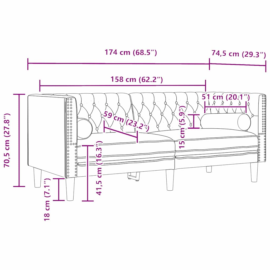 Woonkamer Bank 3 pcs Lichtgrijs 194 x 74,5 x 70,5 cm Fluweel is nu te koop bij PeponiXL, paradijselijk wonen!