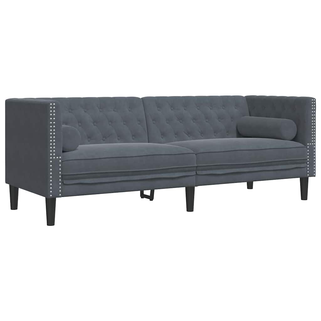 Woonkamer Bank 3 pcs Donkergrijs 194 x 74,5 x 70,5 cm Fluweel is nu te koop bij PeponiXL, paradijselijk wonen!
