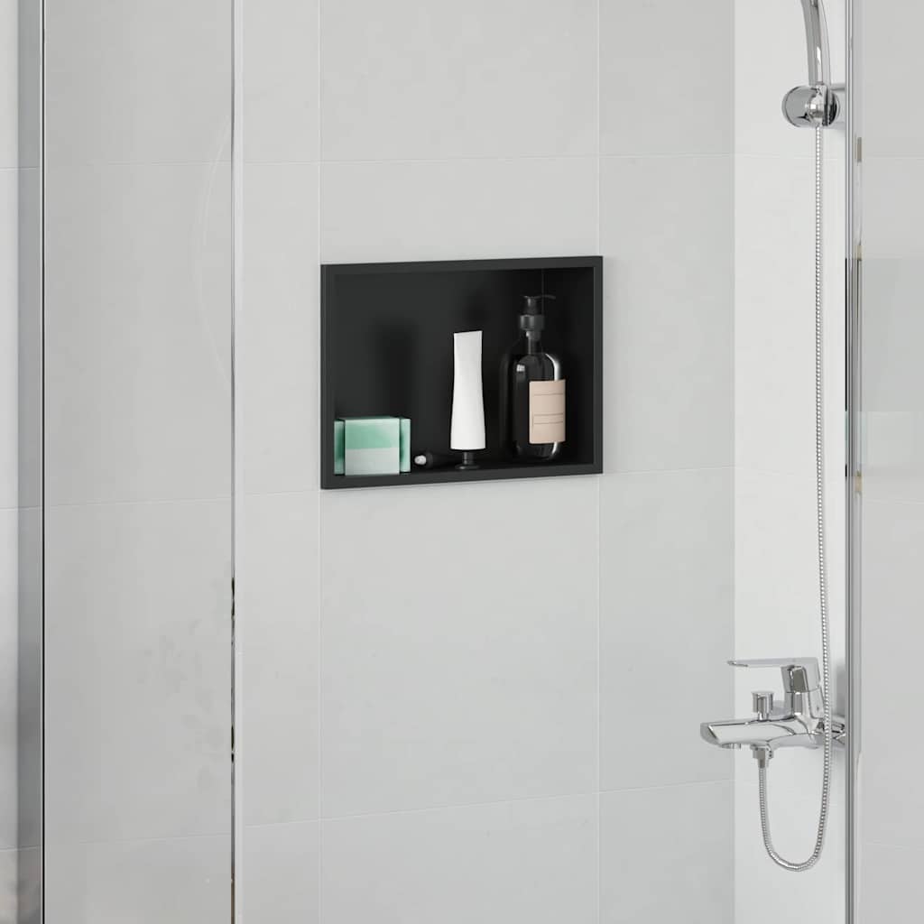 Douche Niche Zwart 30 x 20 x 9,5 cm Roestvrij staal is nu te koop bij PeponiXL, paradijselijk wonen!