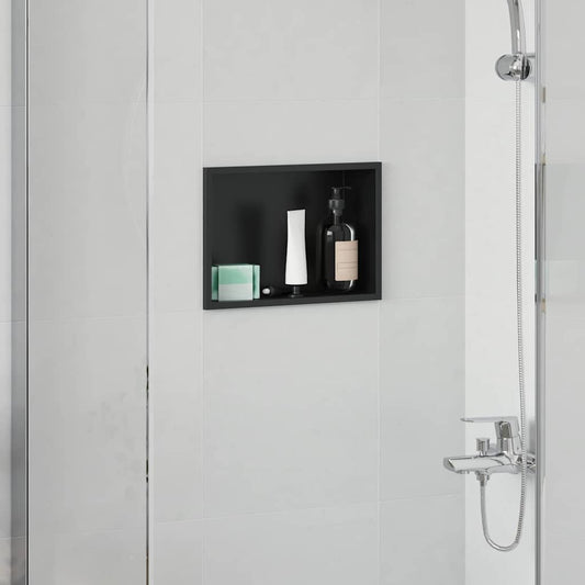Douche Niche Zwart 30 x 20 x 9,5 cm Roestvrij staal is nu te koop bij PeponiXL, paradijselijk wonen!