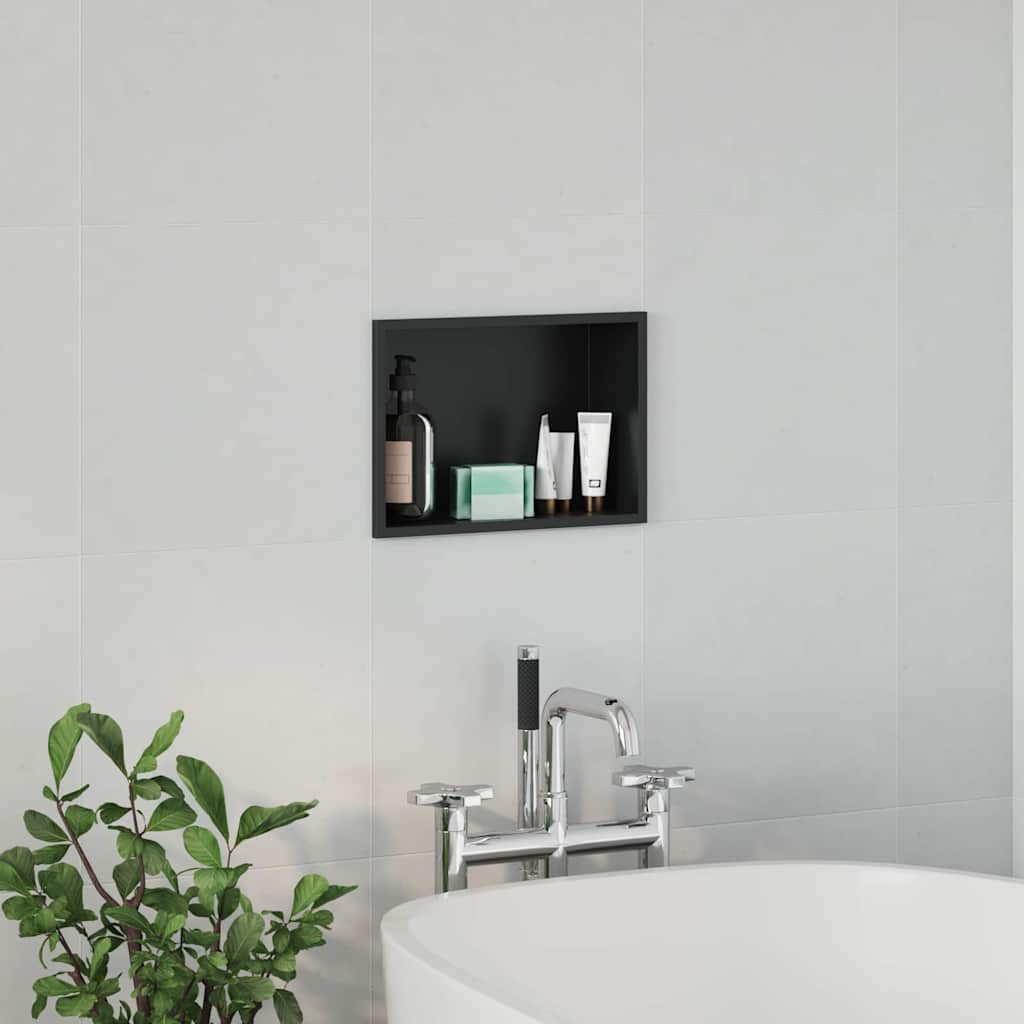 Douche Niche Zwart 30 x 20 x 9,5 cm Roestvrij staal is nu te koop bij PeponiXL, paradijselijk wonen!
