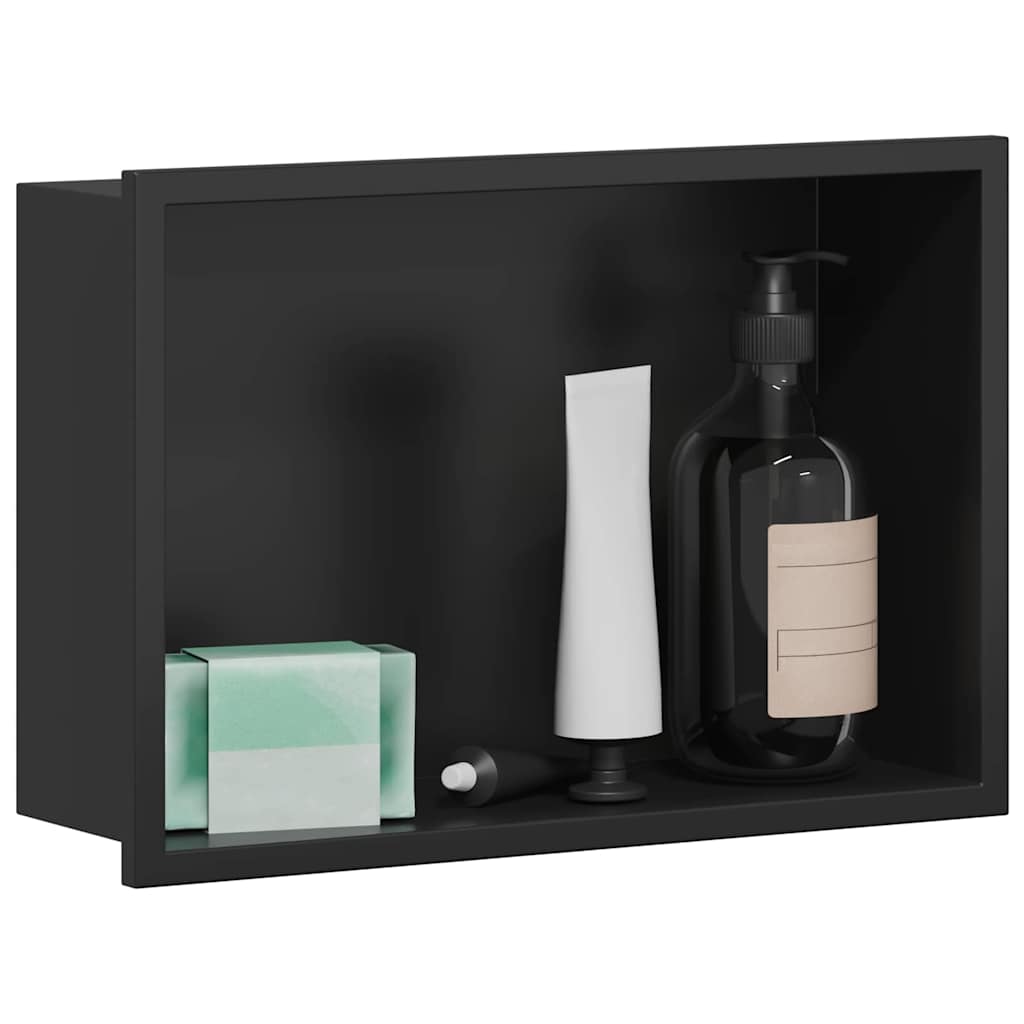 Douche Niche Zwart 30 x 20 x 9,5 cm Roestvrij staal is nu te koop bij PeponiXL, paradijselijk wonen!