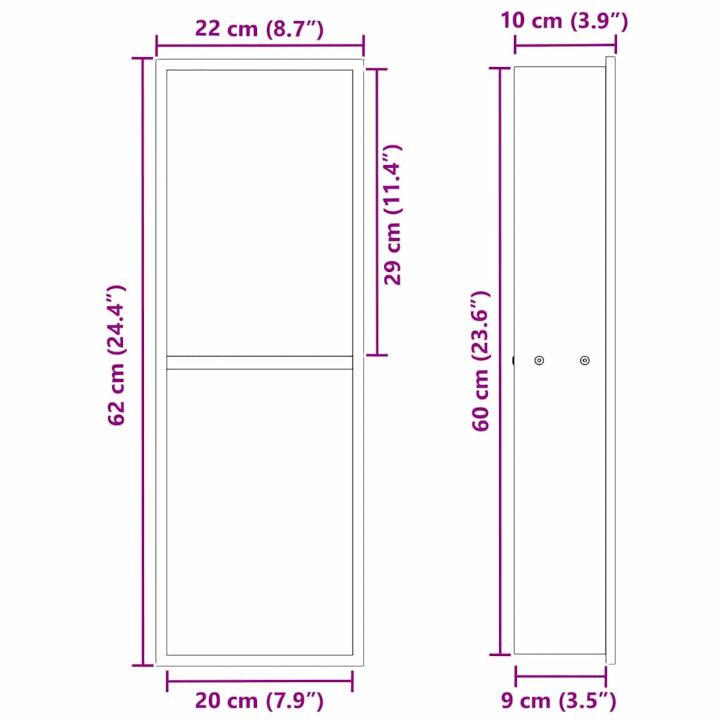 Douche Niche Zilver 60 x 20 x 9,5 cm Roestvrij staal is nu te koop bij PeponiXL, paradijselijk wonen!