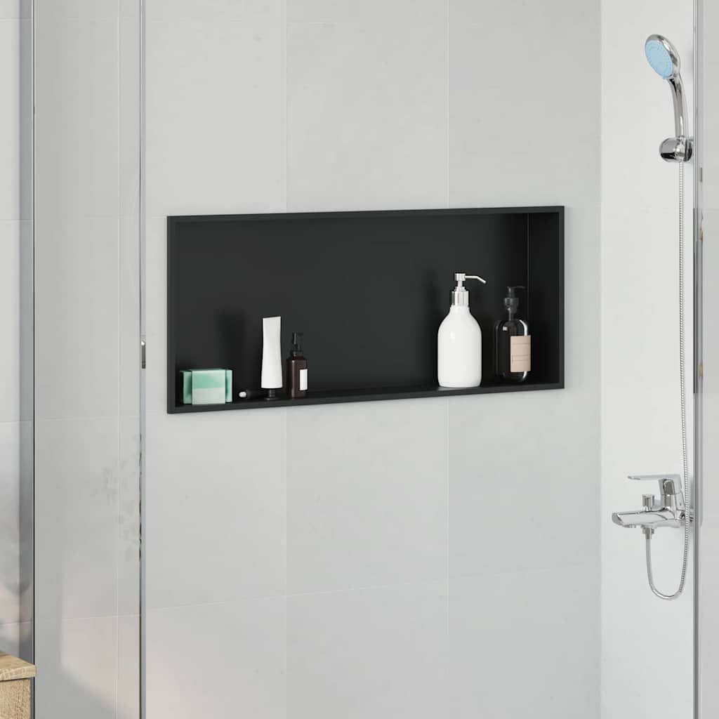 Douche Niche Zwart 75 x 30 x 9,5 cm Roestvrij staal is nu te koop bij PeponiXL, paradijselijk wonen!