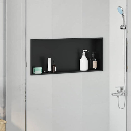 Douche Niche Zwart 75 x 30 x 9,5 cm Roestvrij staal is nu te koop bij PeponiXL, paradijselijk wonen!