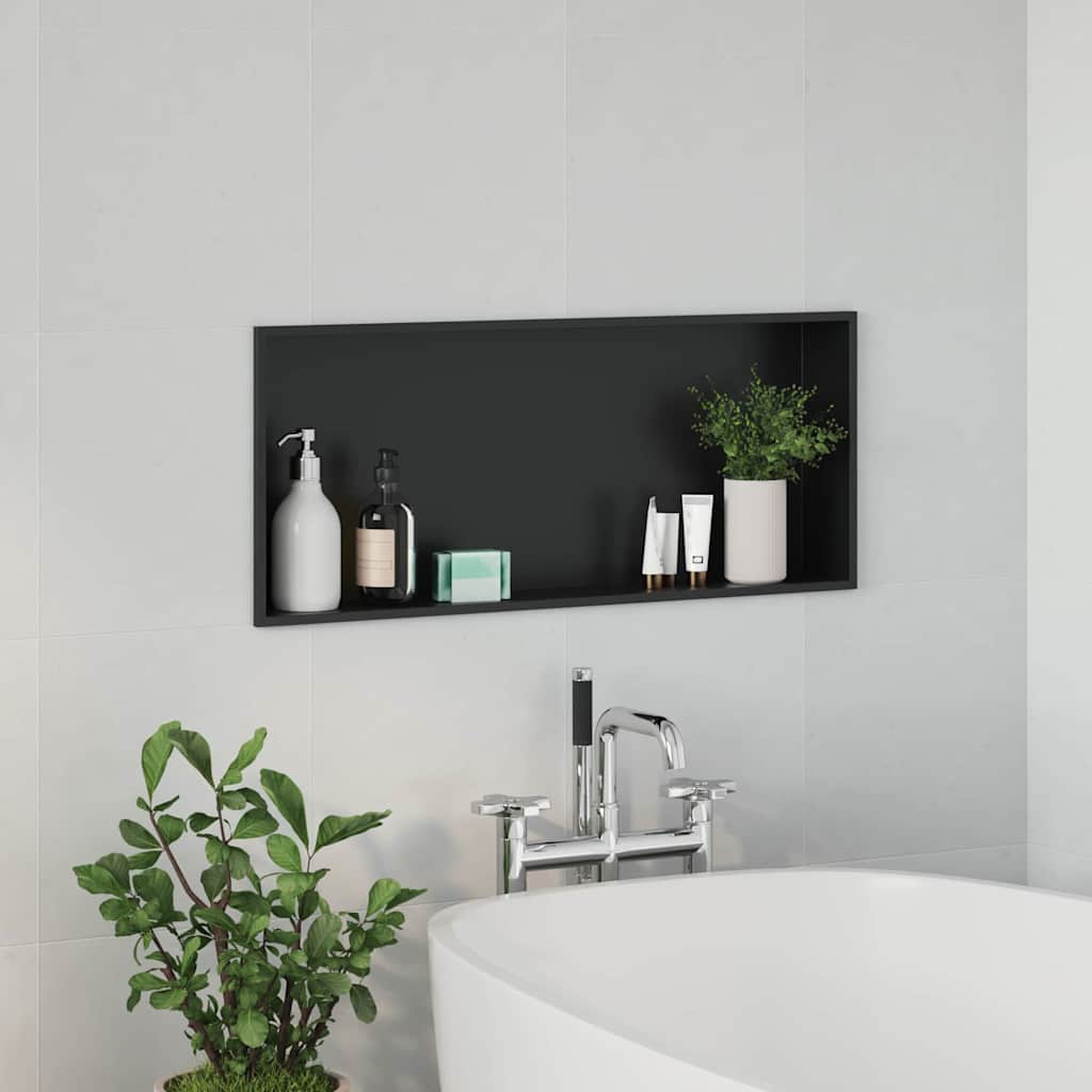 Douche Niche Zwart 75 x 30 x 9,5 cm Roestvrij staal is nu te koop bij PeponiXL, paradijselijk wonen!