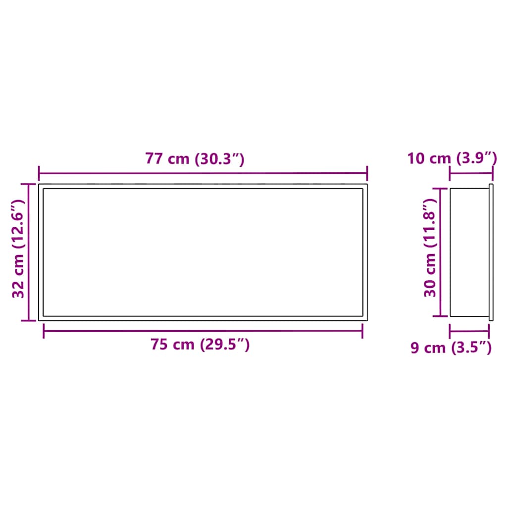Douche Niche Zwart 75 x 30 x 9,5 cm Roestvrij staal is nu te koop bij PeponiXL, paradijselijk wonen!