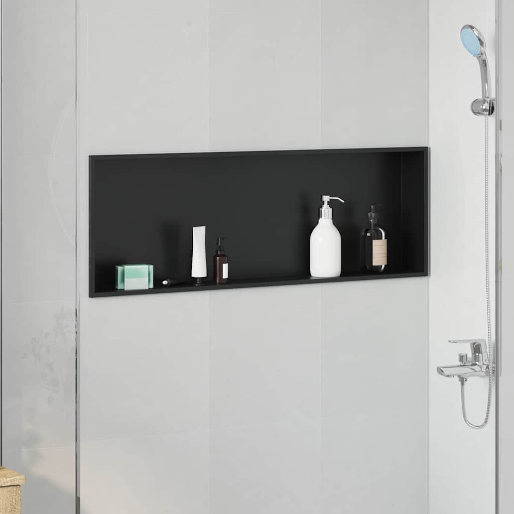 Douche Niche Zwart 90 x 30 x 9,5 cm Roestvrij staal is nu te koop bij PeponiXL, paradijselijk wonen!