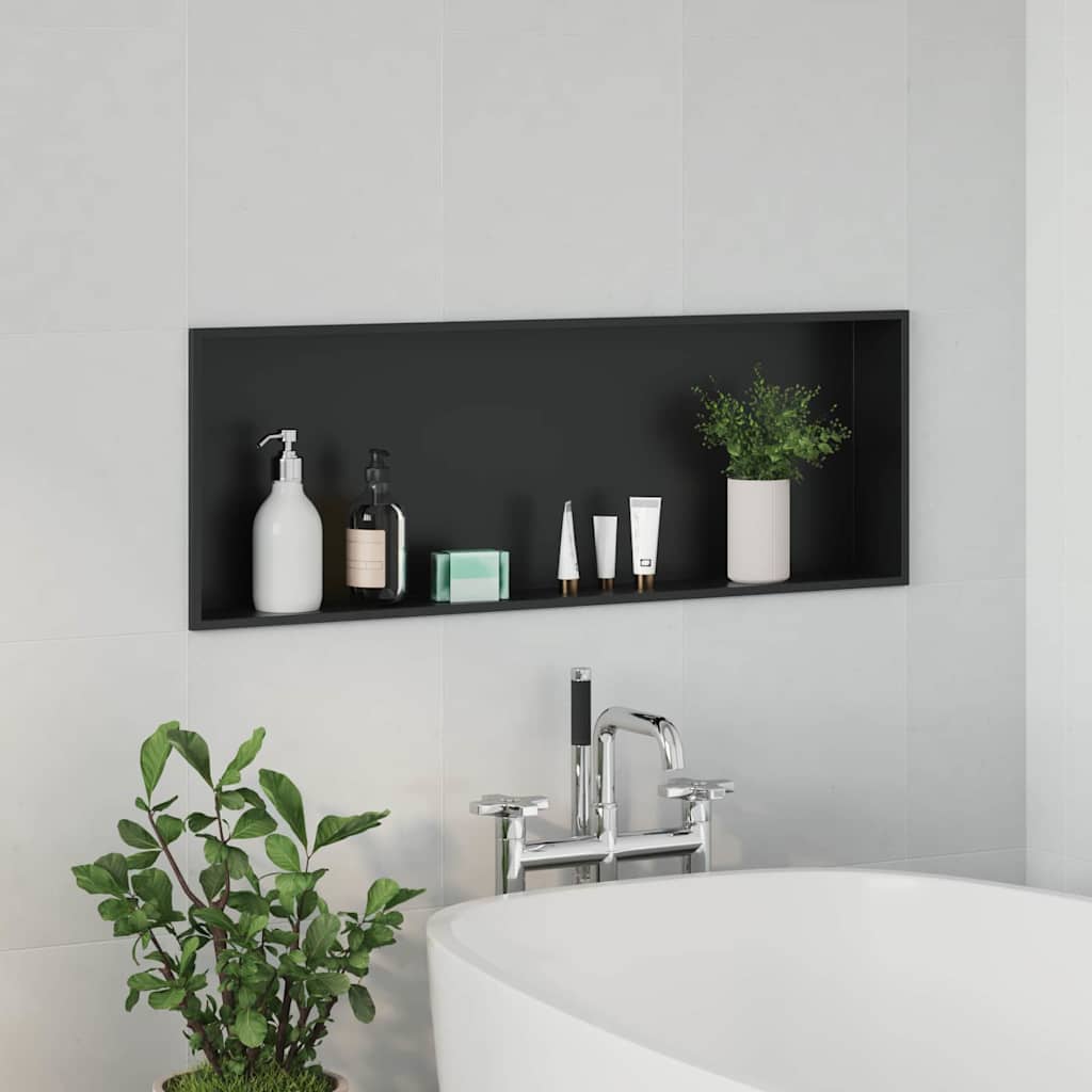 Douche Niche Zwart 90 x 30 x 9,5 cm Roestvrij staal is nu te koop bij PeponiXL, paradijselijk wonen!