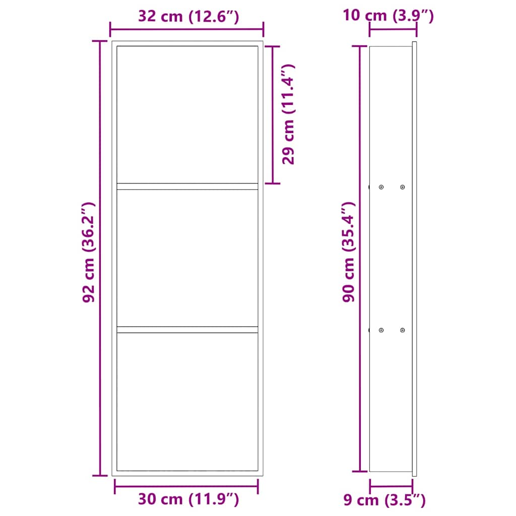 Douche Niche Zilver 90 x 30 x 9.5 cm Roestvrij staal is nu te koop bij PeponiXL, paradijselijk wonen!
