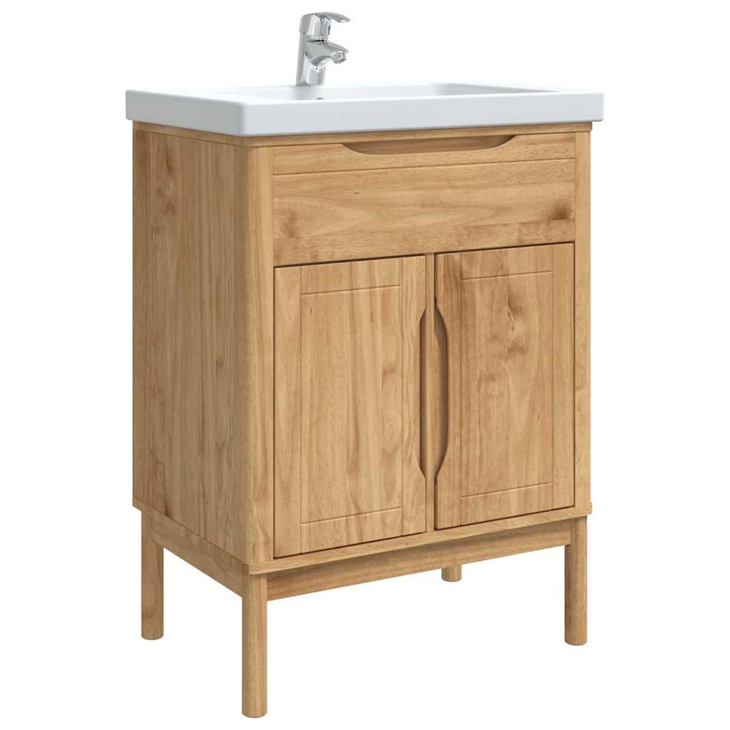 Badkamer wastafelkast met plank FLORO Wasbruin 60 x 40 x 80 cm is nu te koop bij PeponiXL, paradijselijk wonen!