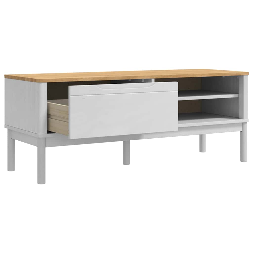Hal bank met lade FLORO Wit 115 x 40 x 45 cm Massief Vurenhout is nu te koop bij PeponiXL, paradijselijk wonen!