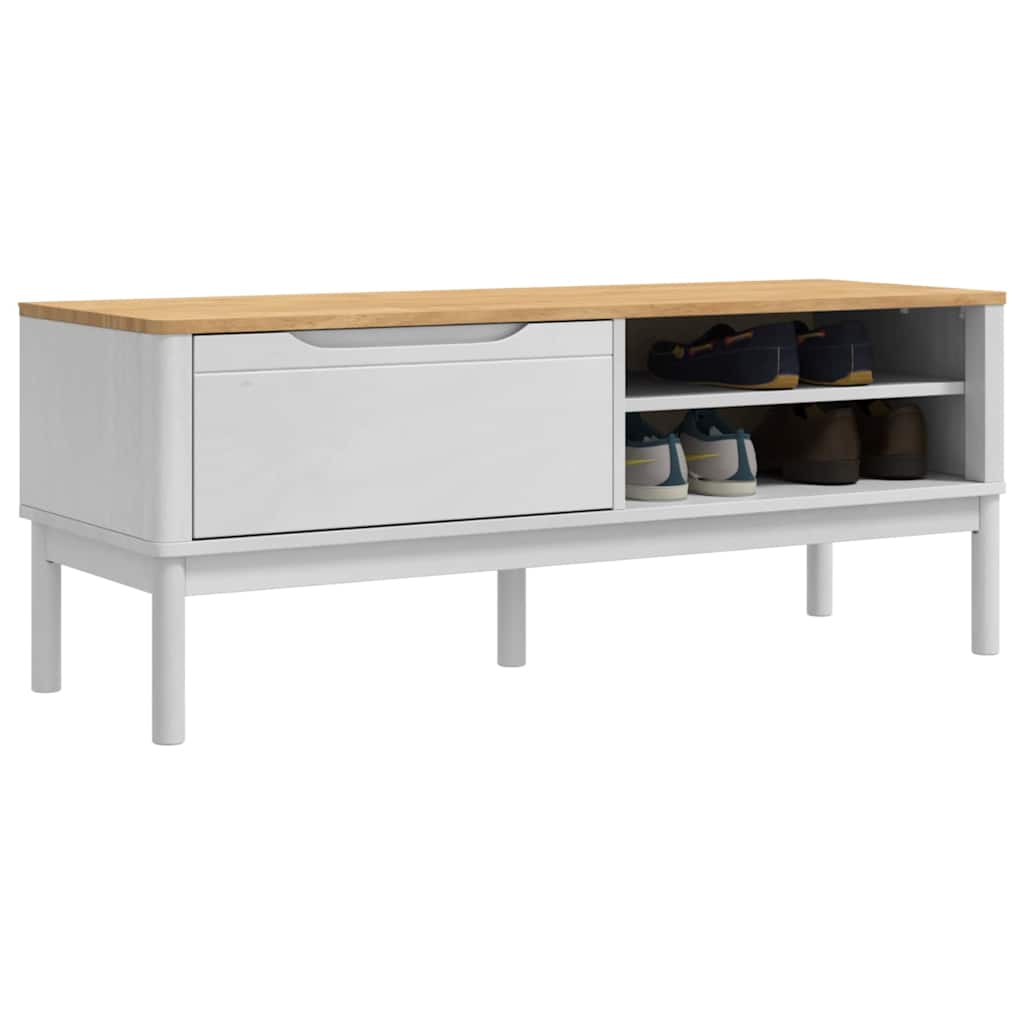 Hal bank met lade FLORO Wit 115 x 40 x 45 cm Massief Vurenhout is nu te koop bij PeponiXL, paradijselijk wonen!
