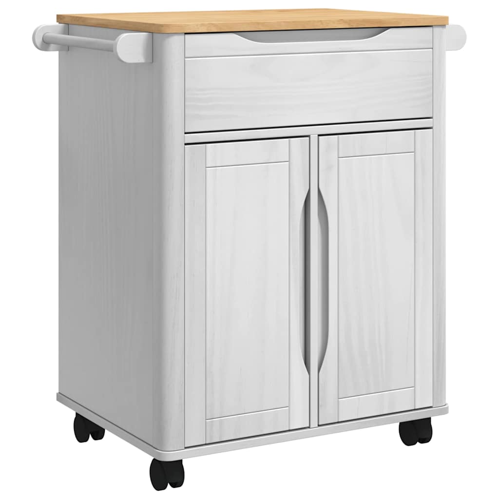 Keuken Trolley FLORO Wit 72,5 x 45 x 80 cm Massief Vurenhout is nu te koop bij PeponiXL, paradijselijk wonen!