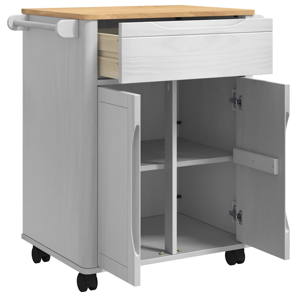 Keuken Trolley FLORO Wit 72,5 x 45 x 80 cm Massief Vurenhout is nu te koop bij PeponiXL, paradijselijk wonen!
