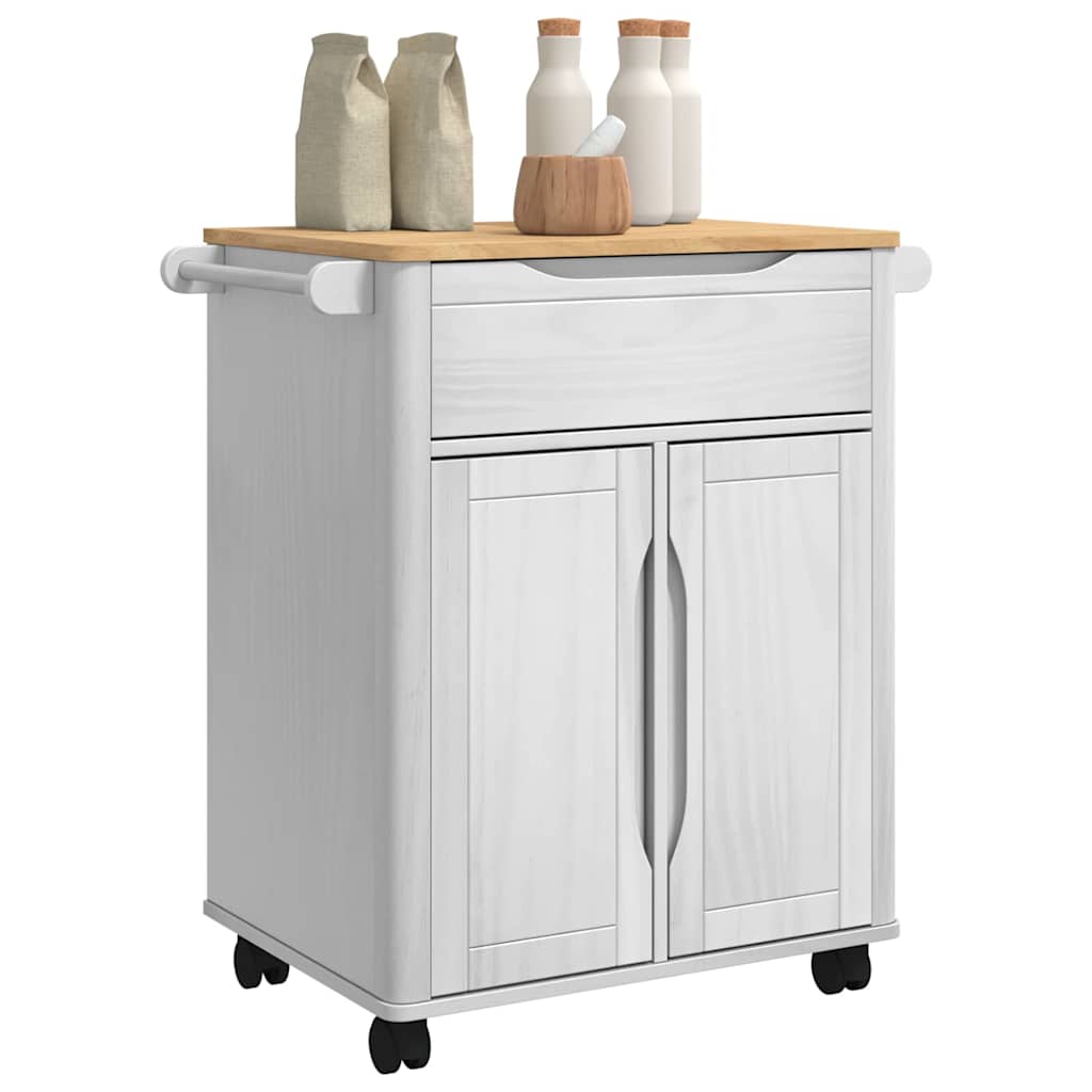 Keuken Trolley FLORO Wit 72,5 x 45 x 80 cm Massief Vurenhout is nu te koop bij PeponiXL, paradijselijk wonen!