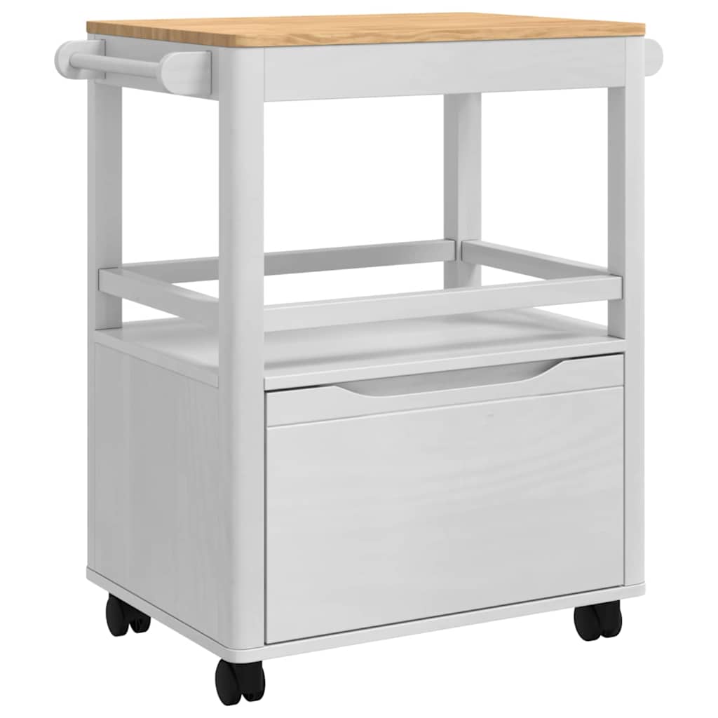Keuken Trolley FLORO Wit 72,5 x 45 x 80 cm Massief Vurenhout is nu te koop bij PeponiXL, paradijselijk wonen!