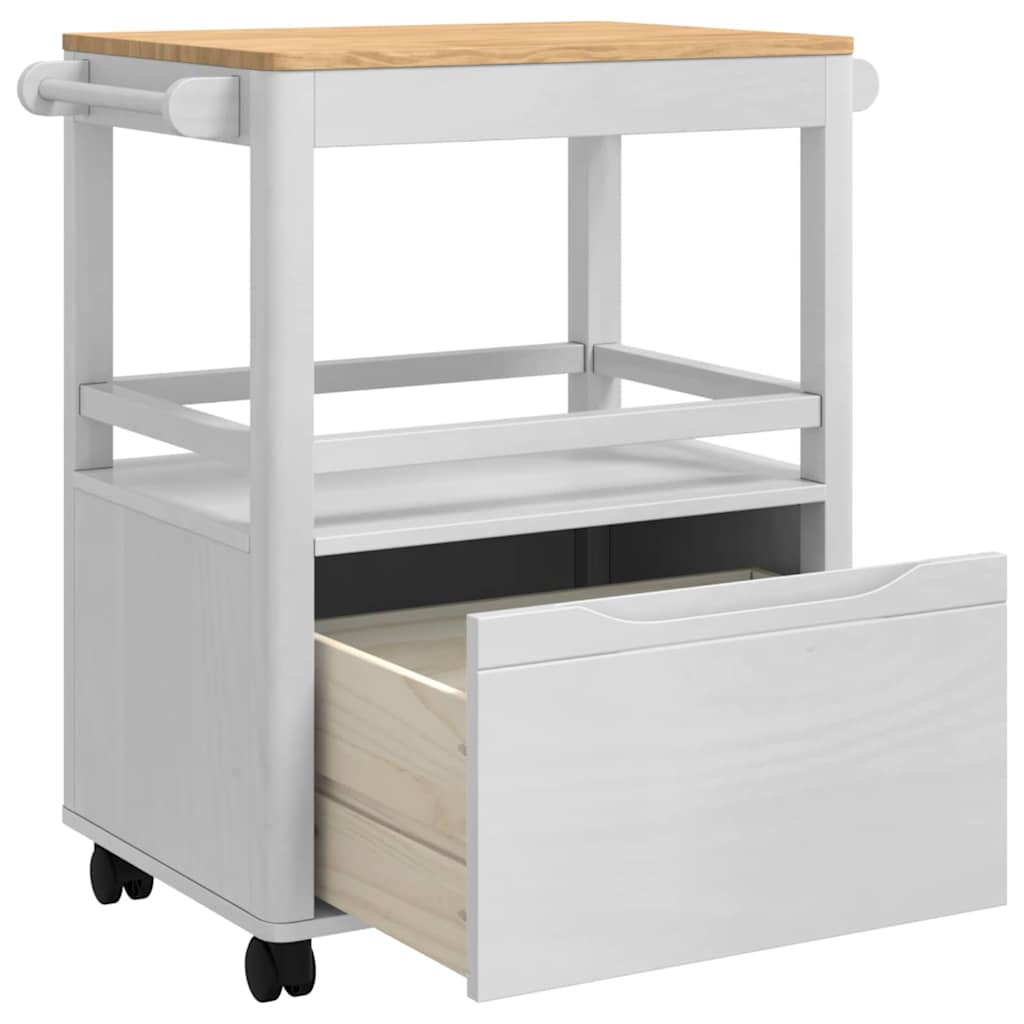 Keuken Trolley FLORO Wit 72,5 x 45 x 80 cm Massief Vurenhout is nu te koop bij PeponiXL, paradijselijk wonen!