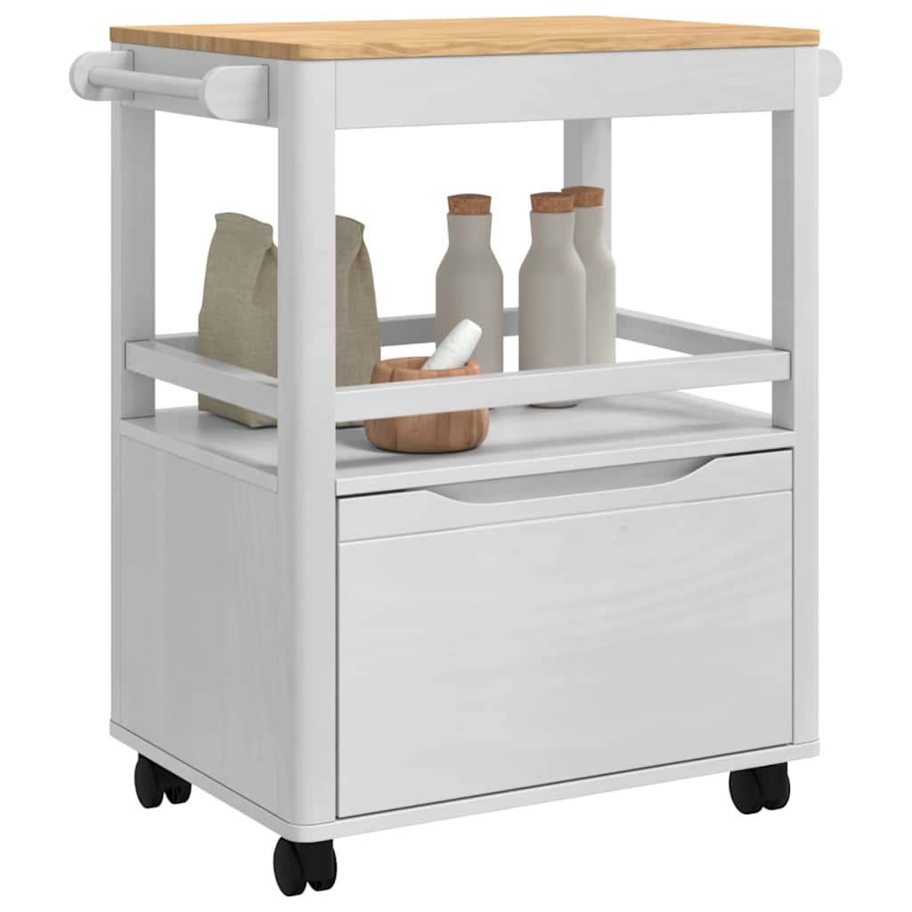 Keuken Trolley FLORO Wit 72,5 x 45 x 80 cm Massief Vurenhout is nu te koop bij PeponiXL, paradijselijk wonen!