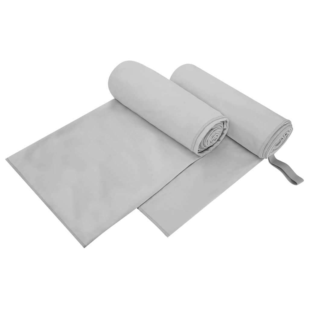 Sporthanddoeken 2 pcs Grijs 200 x 100 cm Polyester en polyamide is nu te koop bij PeponiXL, paradijselijk wonen!