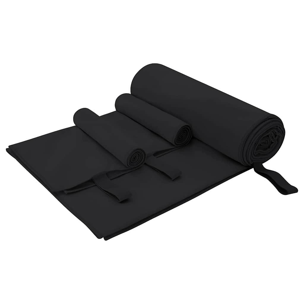 Set van Sporthanddoeken 3 pcs Zwart Polyester en Polyamide is nu te koop bij PeponiXL, paradijselijk wonen!