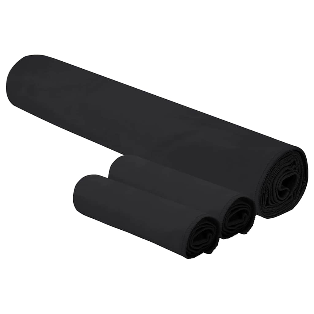 Set van Sporthanddoeken 3 pcs Zwart Polyester en Polyamide is nu te koop bij PeponiXL, paradijselijk wonen!