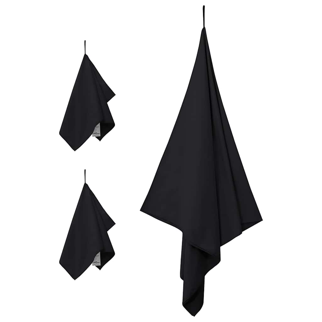 Set van Sporthanddoeken 3 pcs Zwart Polyester en Polyamide is nu te koop bij PeponiXL, paradijselijk wonen!