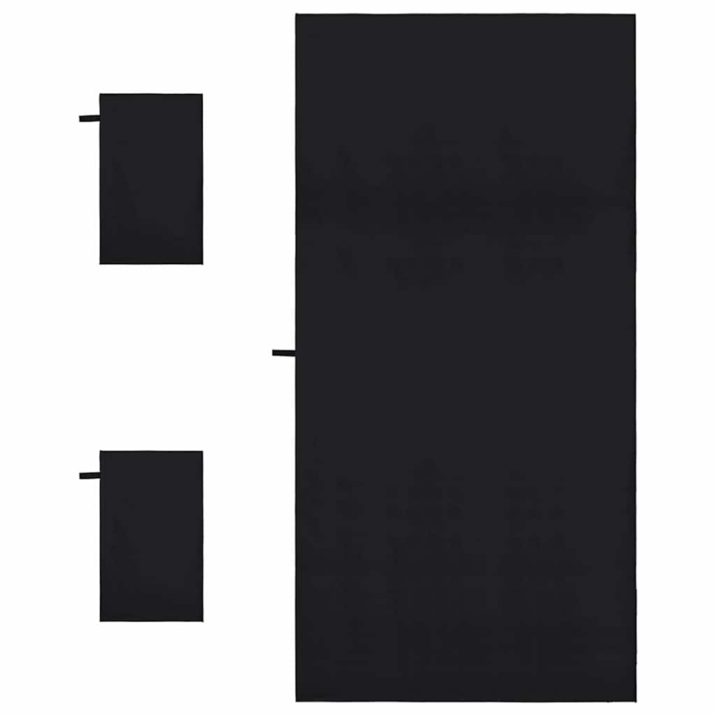 Set van Sporthanddoeken 3 pcs Zwart Polyester en Polyamide is nu te koop bij PeponiXL, paradijselijk wonen!