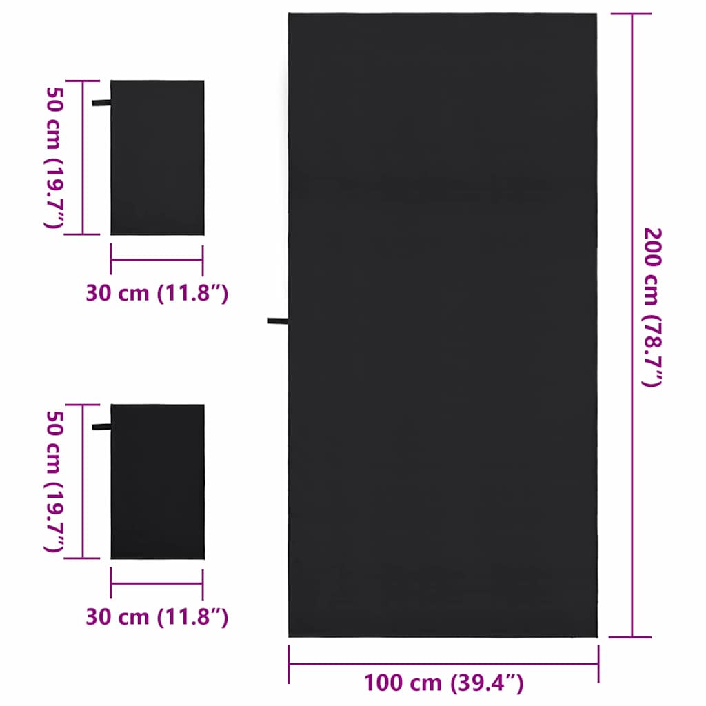 Set van Sporthanddoeken 3 pcs Zwart Polyester en Polyamide is nu te koop bij PeponiXL, paradijselijk wonen!