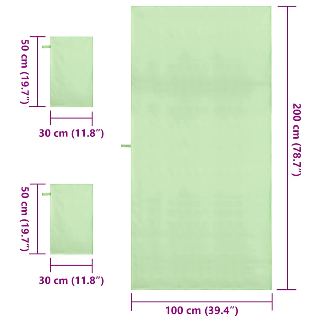 Set van Sporthanddoeken 3 pcs Groen Polyester en Polyamide is nu te koop bij PeponiXL, paradijselijk wonen!