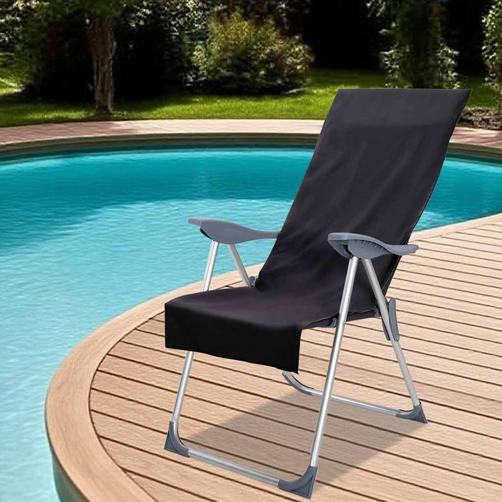 Buiten Stoel Handdoeken 2 pcs Zwart 130 x 60 cm is nu te koop bij PeponiXL, paradijselijk wonen!