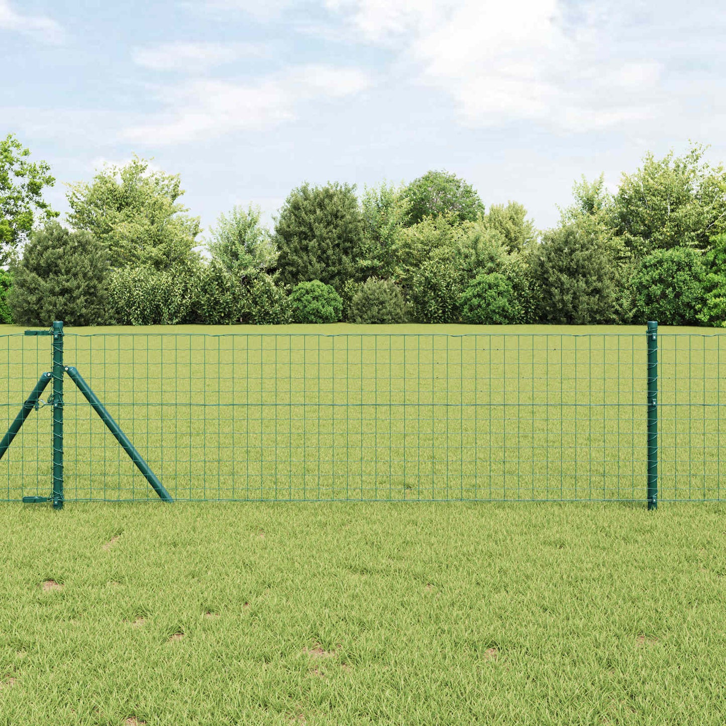 Afrasteringspaal 2 pcs Groen 90 cm Poedergecoat staal is nu te koop bij PeponiXL, paradijselijk wonen!